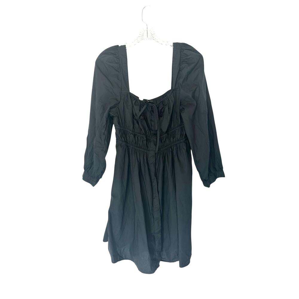 J.Crew Black Cinched Waist Cotton Poplin Dress Cottagecore Milkmaid Size‎ 12